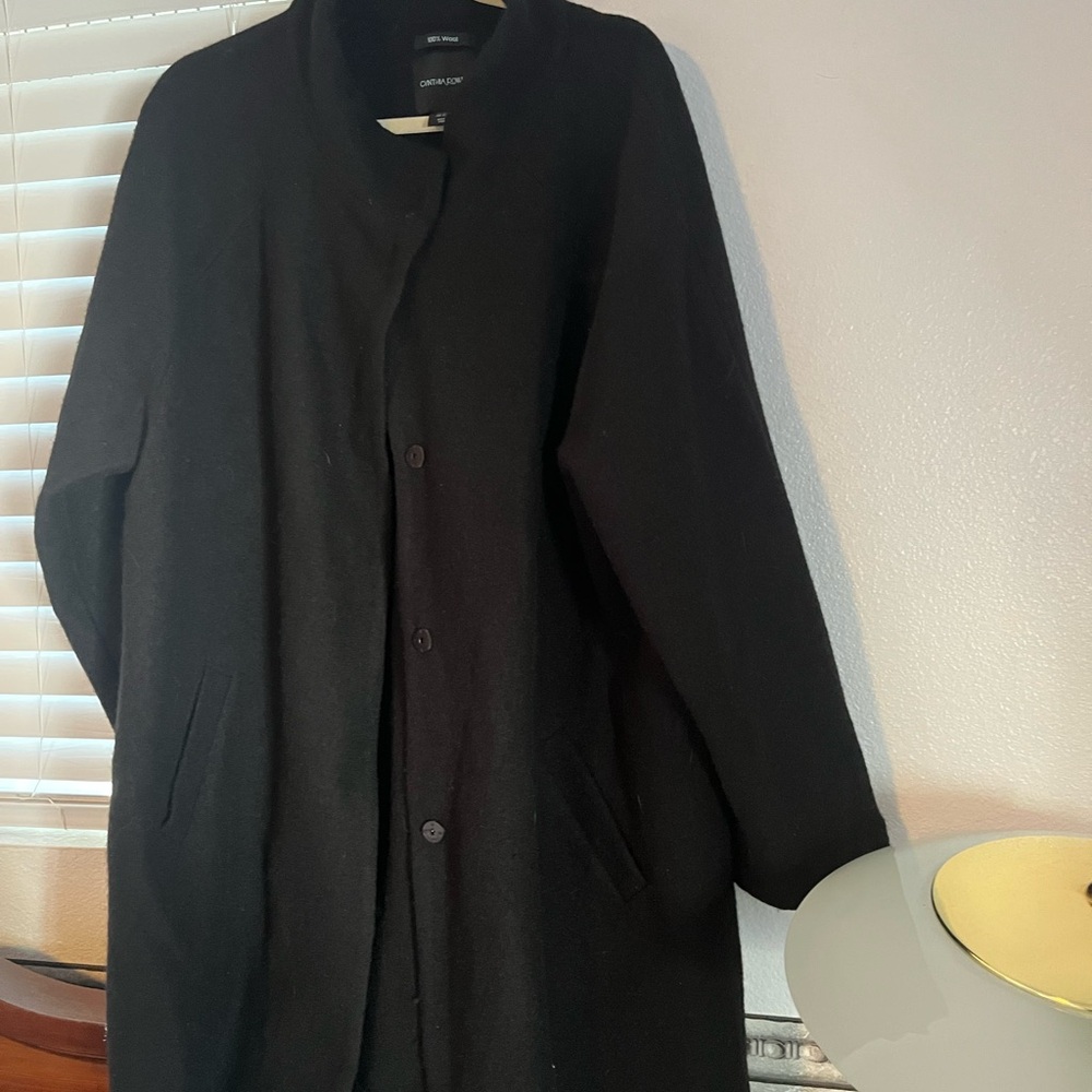 Cynthia Rowley Classic Black Pea wool coat